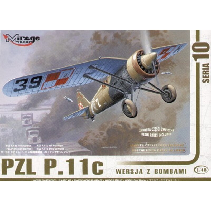 Beangstigend buurman evolutie Mirage bouwmodell PZL P.11C met bommen en geëtste onderdelen...