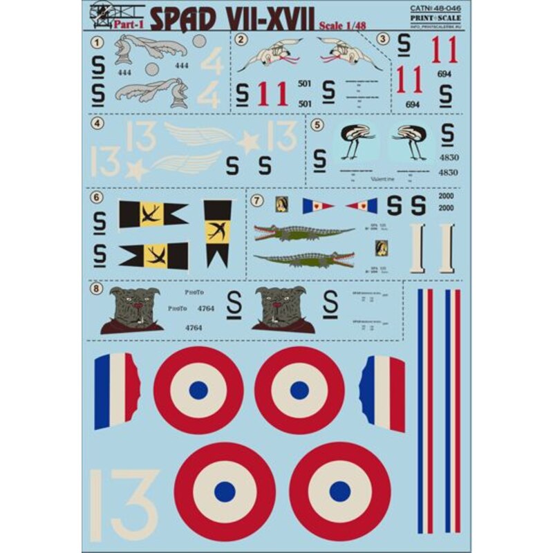 Spad VII-XVII Part 1 (8) S444 SPA15 Lt Guerin; S401 SPA73 Lt Deulin; S694 SPA73 Lt Battesti; No 13 SPA86; S4830 SPA 154 Lt Coiff