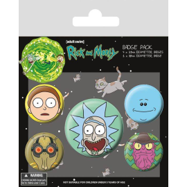 Rick and Morty Pin Badges 5-Pack Heads 