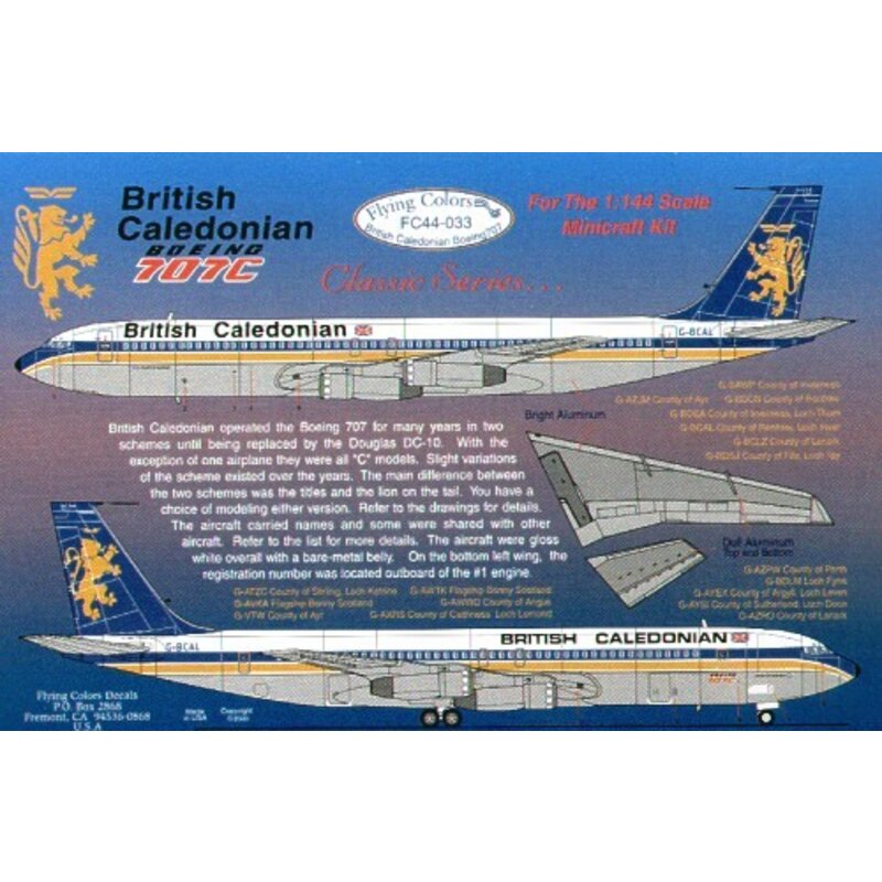 Boeing 707-320C BRITISH CALEDONIAN.Inc. 2 styles of lions