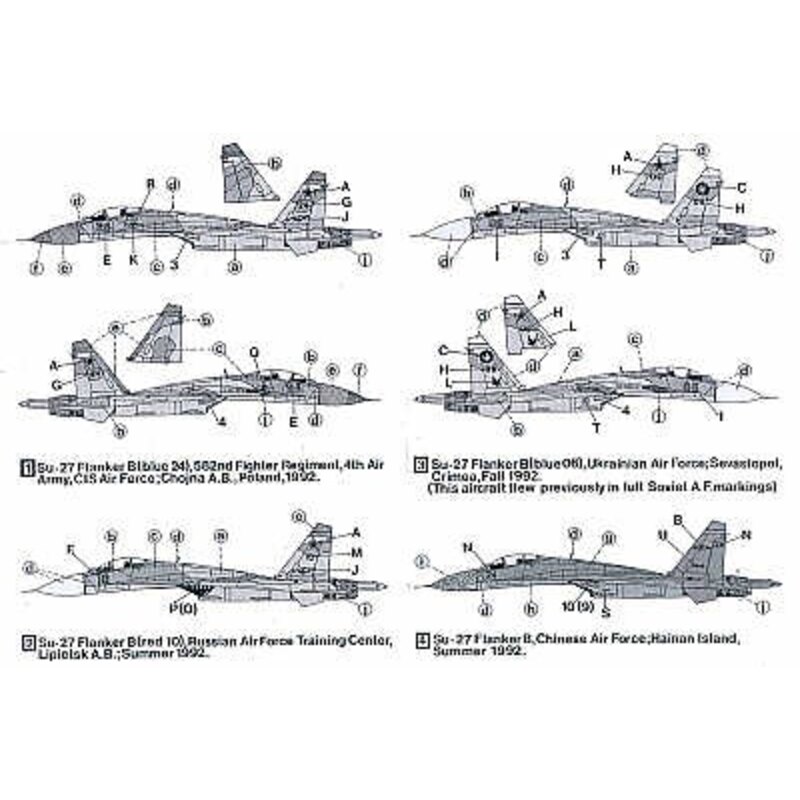 Sukhoi Su-27 Flanker B 1992 (4) Blue 24 582nd Fighter Regt CIS Air Force Poland Red 10 Russian Air Force Training Center Blue 06