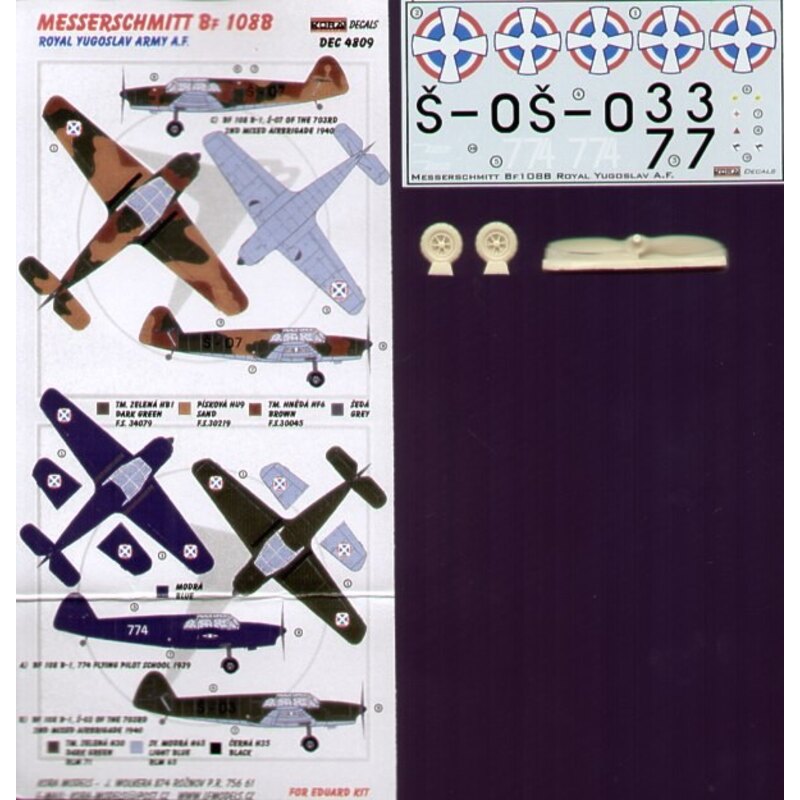 Messerschmitt Bf 108B (Royal Yugoslav Army A.F) with wheels and propeller (designed to be assembled with model kits from Eduard)