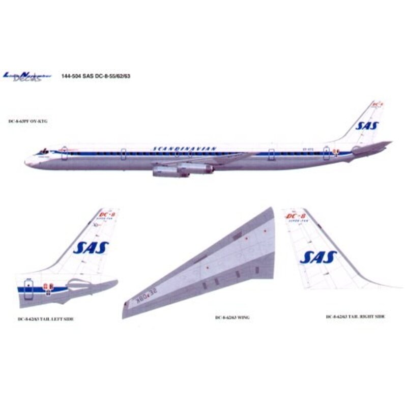 Douglas DC-8-55/62/63 SAS pre 1984 29 registrations and Viking names.