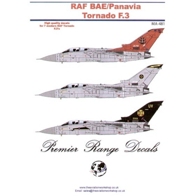 Panavia Tornado F.3 (7) ZE159/UV 111 Squadron 2002 Black fin ZH555 5 Squadron 2002 ZE785 OEU 2004 Red fin 1997-2004 ZE294/DD 11 