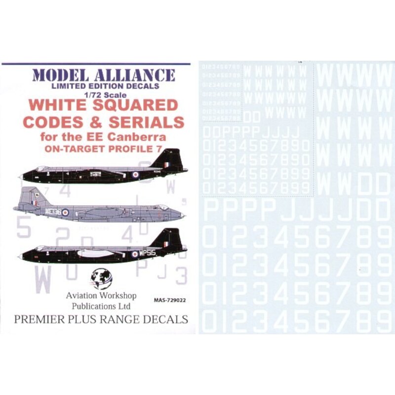 White Squared Codes and Serials for BAC/EE Canberras (RAF codes/RAF code letters/RAF serial numbers)