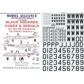 Black Squared Codes and Serials for BAC/EE Canberras (RAF codes/RAF code letters/RAF serial numbers)