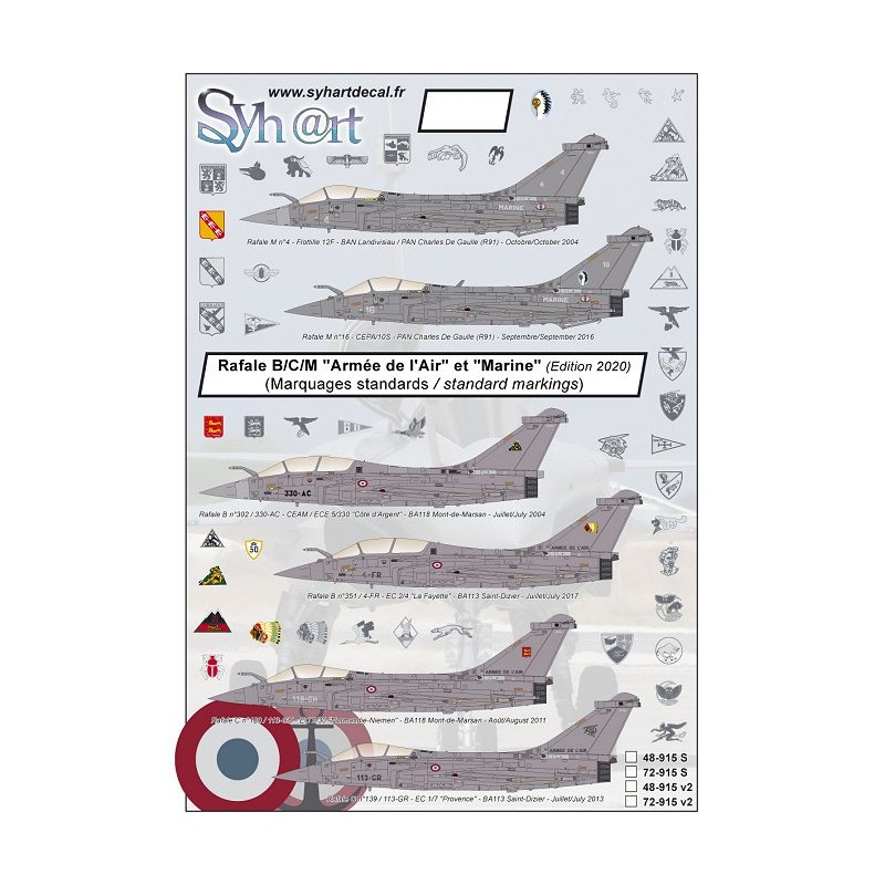 token Alaska Terug kijken Syhart decal sticker Dassault Rafale B/C/M normen merken 'Armée de l'Ai...