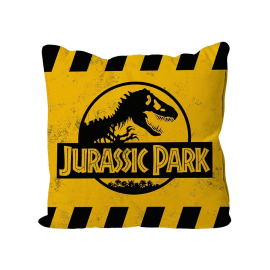 Jurassic Park kussen Warning Geel Logo 40 x 40 cm 