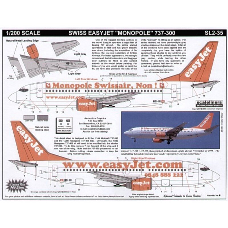 Boeing 737-300 EasyJet HB-III Web site and Monopole Swissair Non! combo