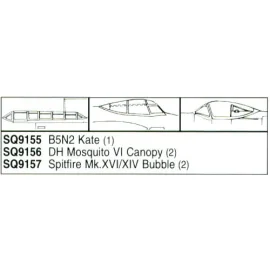 Supermarine Spitfire Mk.XIV/XVI Bubble canopy (designed to be assembled with model kits from Fujimi and Heller)