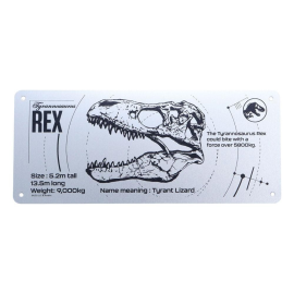 Jurassic Park metalen bord T-Rex Schematic 