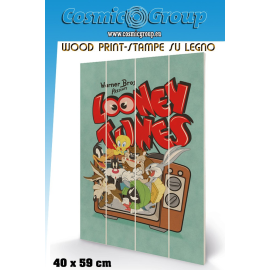 LOONEY TUNES RETRO TV WOOD PRINT 