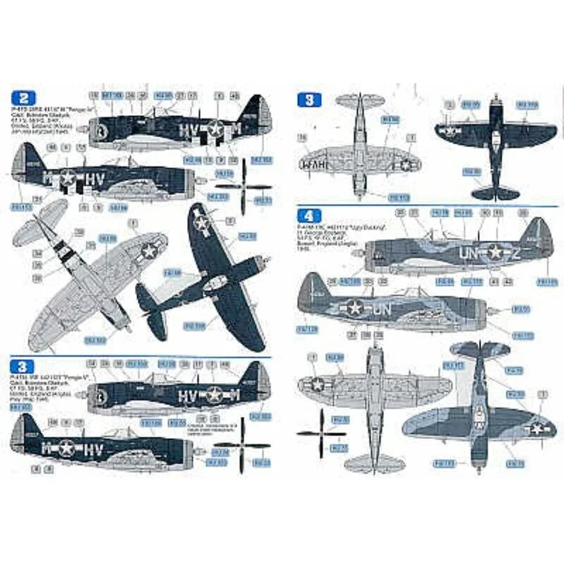 Republic P-47M Thunderbolt Bubble (4) 56 Gp Boxted 1945. 421150 UN-M Dottie Dee II 418718 HV-M Pengie IV 421127 HV-M Pengie V 42