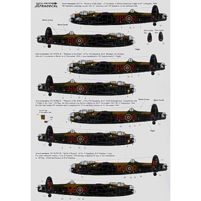 Sticker Avro Lancaster Mk.I/III Ton-Up Avro Lancasters (6) PA4474 HW-R/BQ-B Battle of Britain Memorial Flight 2008 `Phantom of t