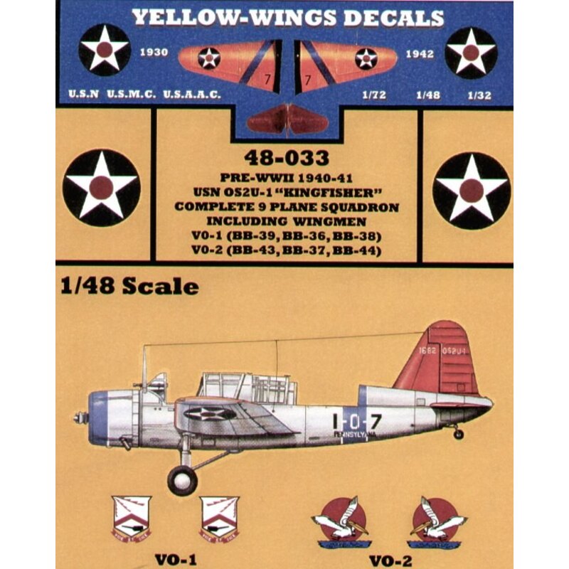 Vought OS2U-1 Kingfisher. 1940/41 9 plane Squadron including Wingmen from VO-1 USS Arizona USS Nevada and USS Pennsylvania