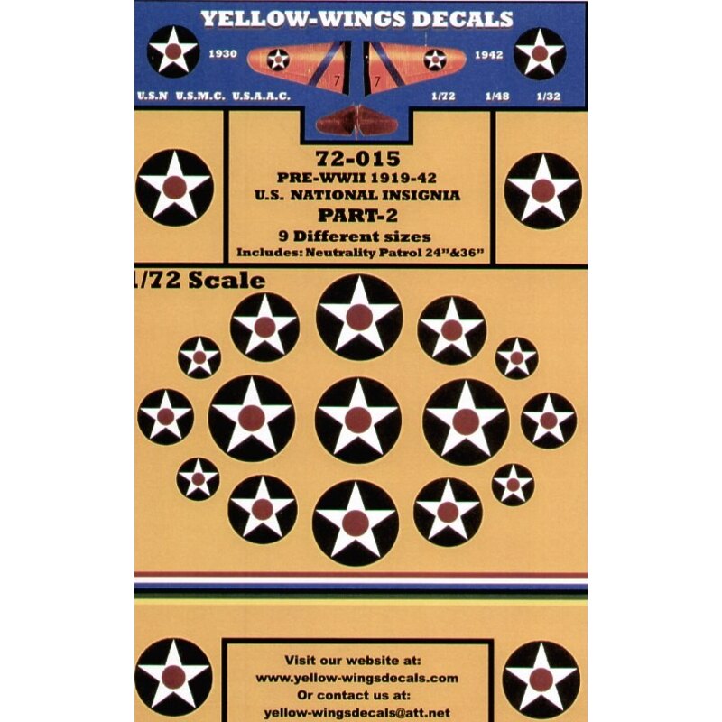 US National Insignia Pre-WWII 1919-1942 Pt 2. White Star with red centre. 9 sizes 20 24 30 32 36 45 50 54 56.