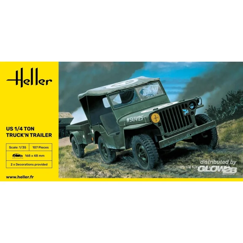 Jeep Willis+Trailer 1:35