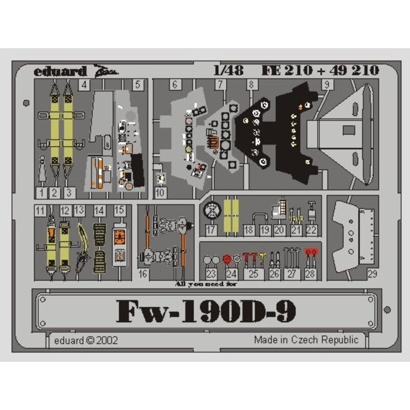 Focke Wulf Fw 190D-9 PRE-PAINTED IN COLOUR! (designed to be used with model kits from Tamiya) This Zoom set is a simplified vers