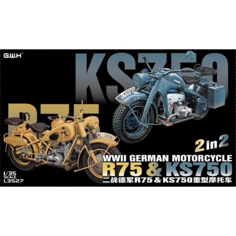 GREAT WALL HOBBY: 1/35; WWII German Motorcycle Zundapp KS 750 & BMW R75 2 in 2