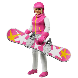 Vrouw op snowboard met accessoires Figuurtje 