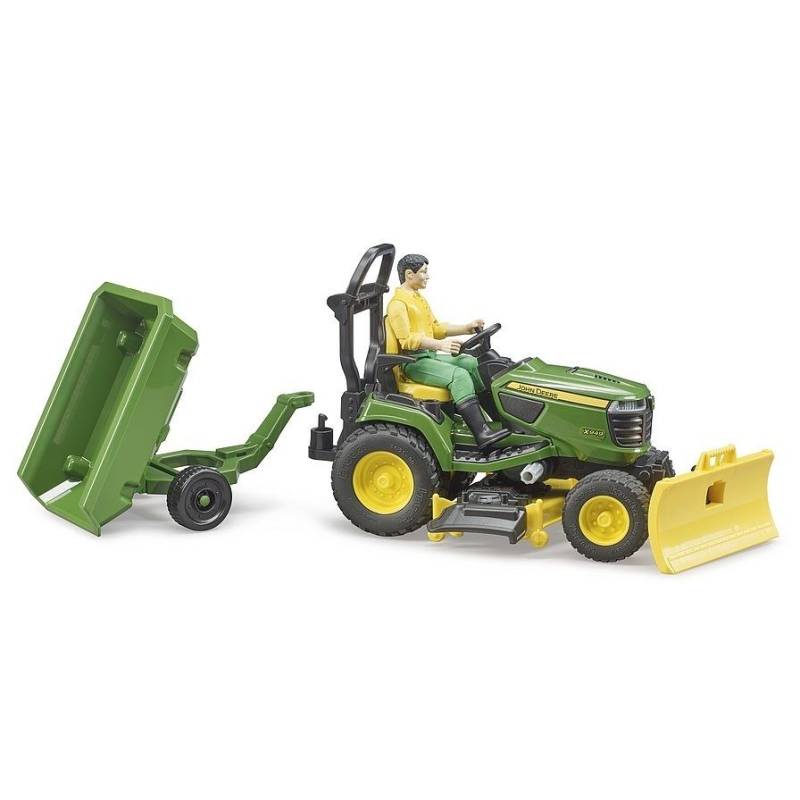 Tuinieren met JOHN DEERE zitmaaier, aanhangwagen