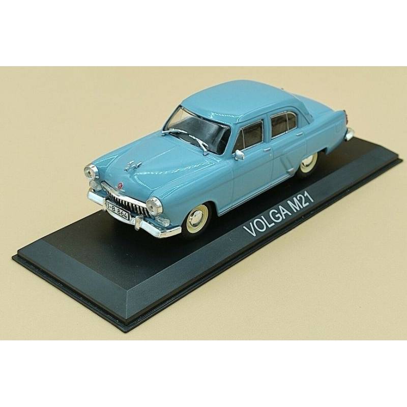 VOLGA M21 1959 blauwe 4-deurs sedan verkocht in blisterverpakking