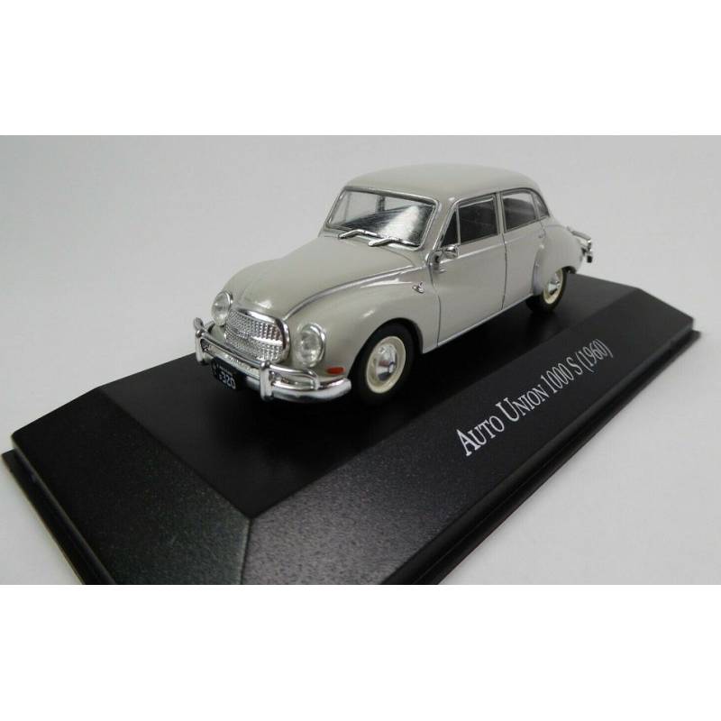 AUTO UNION 1000S 1960 grijze 4-deurs sedan verkocht in blisterverpakking