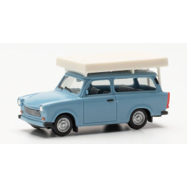 pastelblauw TRABANT met daktent