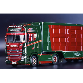 SCANIA SERIES S HIGHROOF 4x2 met HACHMEISTER 3-assige aanhanger Miniatuurr 