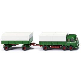 MERCEDES LP 333 6x4 drager met aanhanger 1 As Groen Miniatuurr 