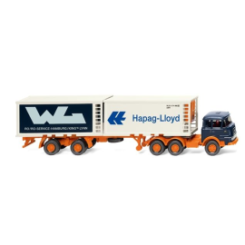 KRUPP 6x2 met bakplaat en HAPAG LLOYD/WL koelkastcontainer Miniatuurr 