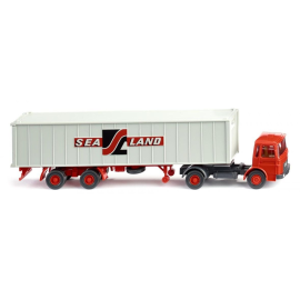 Containeroplegger MAN 4X2 Sealand aanhanger 2 assen Miniatuurr 