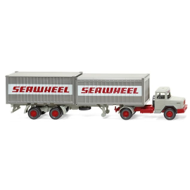 MAGIRUS 4x2 met SEAWHEEL containertrailer Miniatuurr 