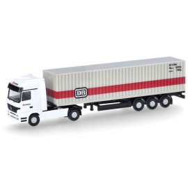 MERCEDES Benz Actros 4x2 en 3-assige containertrailer DEUTSCHE BAHN Miniatuurr 