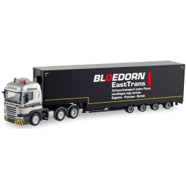 SCANIA R HL 6x2 met dieplader aanhanger 4 Assen BLOEDORN Miniatuurr 