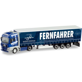 MAN TGX XXL 4x2 met 3-assige FERNFAHRER huiftrailer Miniatuurr 