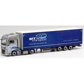 MAN TGX XXL 4x2 met 3 Assige kanteltrailer SFT Transport Miniatuurr 