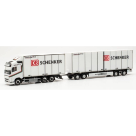 VOLVO FH GL 2020 6X4 met DB SCHENKER 4-assige aanhanger Miniatuurr 