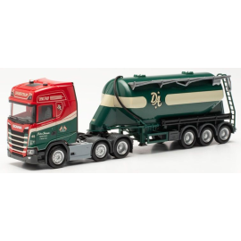 SCANIA 6x2 CS 20 HD met tankwagen 3 assen PREBEN HANSEN rood Miniatuurr 