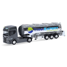 SCANIA CR 20 4x2 met verchroomde voedseltankwagen 3 assen TANK EXPERT Miniatuurr 