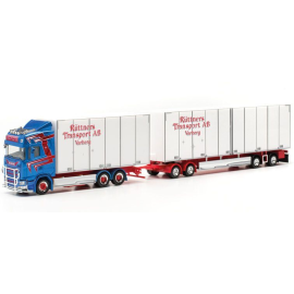 SCANIA CS 20 HD 6x2 met dolly en 2-assige aanhanger RUTTNERS Miniatuurr 