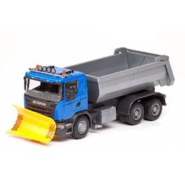 SCANIA G 6x4 blauw met sneeuwploeg Miniatuurr 