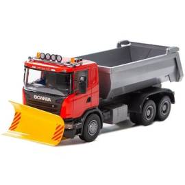 SCANIA G 6x4 rood met sneeuwploeg Miniatuurr 