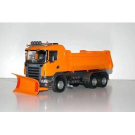 SCANIA G 6x4 oranje met sneeuwploeg Miniatuurr 