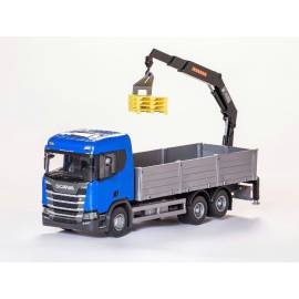 SCANIA CR 500 6x4 blauw met HIAB achterlaadkraan Miniatuurr 