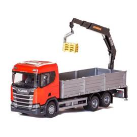 SCANIA CR 500 6x4 rood met HIAB achterlaadkraan Miniatuurr 