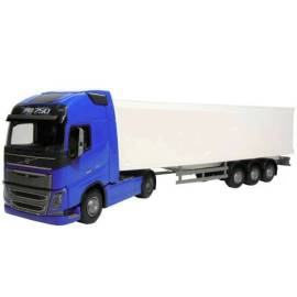 VOLVO FH16 750 Globettrotter XL 4x2 blauw met 3 assige aanhanger Miniatuurr 