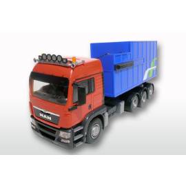 MAN TGS LX rooddrager 8x4 met afvalcontainer Miniatuurr 