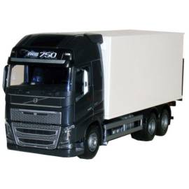 VOLVO FH16 6x4 zwart met opbouw en achterklep Miniatuurr 