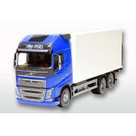 VOLVO FH16 6x4 blauw met opbouw en achterklep Miniatuurr 